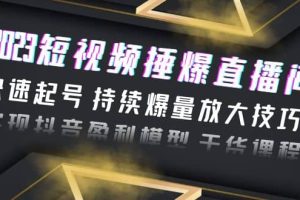 2023短视频捶爆直播间：快速起号 持续爆量放大技巧 实现抖音盈利模型 干货